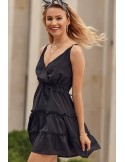 Zartes Kleid mit Umschlagausschnitt, schwarz PR3200 – Online-Shop – Boutique